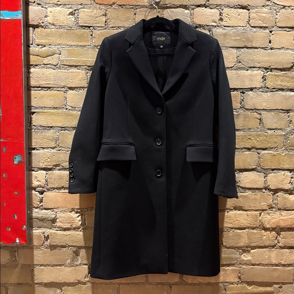Maje Elegant Black Trench Coat